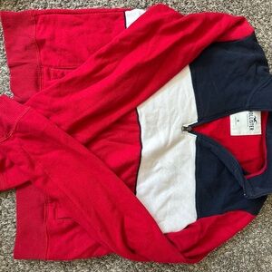 Hollister Color Block Red, Navy, and White Hoodie